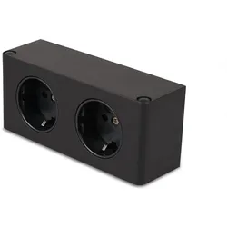 kalb   2-fach Steckdosenleiste zur Montage, 2x 230V Steckdose 140x46x62.5 mm, Anschlusskabel mit Stecker, schwarz