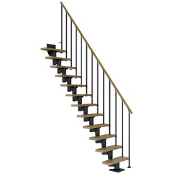 DOLLE Mittelholmtreppe »Dublin«, eichenholz, 13 Stufen, bis 315cm Raumhöhe - grau