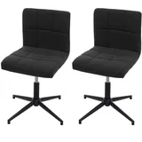 Mendler 2er-Set Esszimmerstuhl Kavala II, Küchenstuhl, höhenverstellbar Drehmechanismus ~ Stoff/Textil dunkelgrau, Fuß schwarz