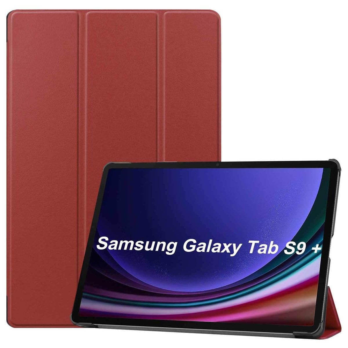 Für Samsung Galaxy Tab S9+ Plus und FE 3folt Wake UP Smart Standfunktion Cover Weinrot Tablet Tasche Etuis Hülle