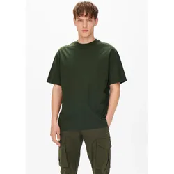 T-Shirt ONLY & SONS "FRED", Herren, Gr. S, grün (dunkelgrün), Obermaterial: 100% Baumwolle, unifarben, modisch, bequem, Rundhals, Kurzarm, Shirts