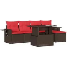 vidaXL Gartensofa-Set mit Kissen, braun, Polyrattan