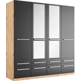 Priess Kleiderschrank PRIESS "Schrank Garderobe Wäscheschrank Barcelona in 5 Breiten", schwarz (astkernbuche, schwarz), B:185cm H:193cm T:54cm, Holzwerkstoff, Schränke, Kleiderschrank, viel Stauraum, geräumige Schubkästen, mit Spiegel, MADE IN GERMANY