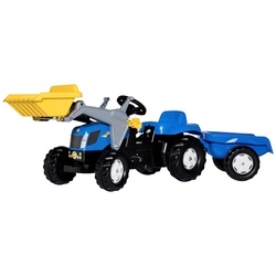 Tretfahrzeug ROLLY TOYS „NH T7040“ Tretfahrzeuge blau Kinder Kettcar Tretfahrzeug Traktor mit Trailer und Lader