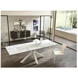 SOLOLED Ausziehbarer Tisch von 160 cm auf 240 cm, moderne Keramikplatte auf weißem Marmor aus gehärtetem Glas