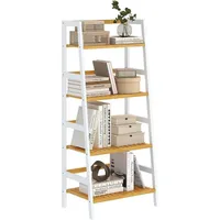 LuxusKollektion Leiterregal Badregal Standregal Leiterregal Bambus Badezimmerregal Weiß bunt