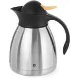 HENDI Isolierkanne, mit gelbem Druckverschluss, Doppelwandige, Kaffekanne, Termoskanne, Teekanne, 1,5L, Edelstahl, Polypropylen, ø145x(H)230mm