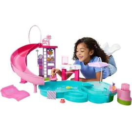 Mattel Puppenzubehör Traumpool Spielset mit Rutsche und schäumendem Whirlpool Beige