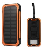 Solar Powerbank, 20000 MAh Solar Ladegerät USB 2 Ausgänge Kabellose Powerbank Schnellladung Handy-Ladegerät mit Taschenlampe für Camping Wandern Ausflüge Im Freien(Orange)