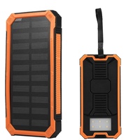 Solar Powerbank, 20000 MAh Solar Ladegerät USB 2 Ausgänge Kabellose Powerbank Schnellladung Handy-Ladegerät mit Taschenlampe für Camping Wandern Ausflüge Im Freien(Orange)