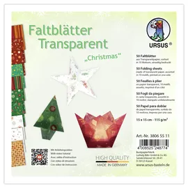 Ludwig Bähr Ursus 38065511 - Faltblätter "Christmas" 115 g/m2, 50 Faltblätter 15 x 15 cm, einseitig bedruckt