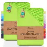 NatureMark 2er Pack Kinder Jersey Spannbettlaken, Spannbetttuch 100% Baumwolle in vielen Größen und Farben MARKENQUALITÄT ÖKOTEX Standard 100 | 70x140 cm - Apfel grün
