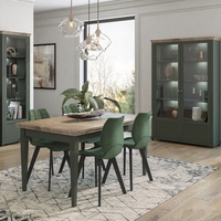 Esszimmer Möbel Set grün im Landhaus Design mit Vitrine Vitrinenschrank Esstisch