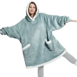 BEDSURE Hoodie Decke mit Ärmeln und Kapuze - Kuscheldecke mit Ärmeln Sherpa Kuschelpullover Damen als Geschenke für Frauen, Grün, 95x83cm - Oversize