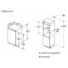 Siemens iQ300 KI31RVFE0 Einbaukühlschrank (165 l, 1021 mm hoch)