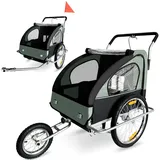 SAMAX Fahrradanhänger 2in1 Jogger - in Dunkelgrün/Schwarz - Silver Frame