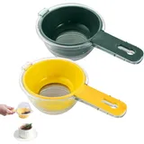 sieb küche 2-in-1, mit Skala und abnehmbarem Messbecher,Sieb hat gleichmäßige und feine Maschen, mit Henkel zum Aufhängen, geeignet für matcha set, Kakaopulver, Mehl küchensieb