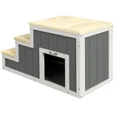 furnicato Hunderampe Haustiertreppe Hundetreppe, 3 Stufen, Kiefernholz, 79 cm x 3 (1-St) grau