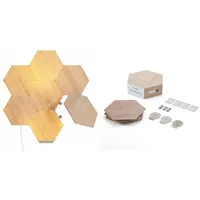 Nanoleaf Elements Hexagon Starter Kit, 7 Smarten Holzoptik LED Panels & Elements Hexagon Erweiterungspack, 3 zusätzliche LED Panels