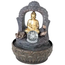 Lemodo Zimmerbrunnen mit LED-Beleuchtung, Dekobrunnen “Buddha mit Lotusblüte” für die Wohnung