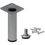 Stahlia Möbelfuß verstellbar 70cm Höhe Silber Ø30mm Sofafuß Stahlrohrfuß Sockelfuß Schrankfuß Füße für Möbel Tischbein Rund belastbar bis 50 kg