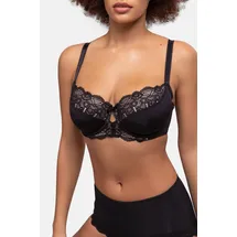 DORINA Bügel-BH "Celine", Damen, Gr. 90, Cup D, schwarz, Obermaterial: 58% Polyamid, 26% Polyester, 16% Elasthan, unifarben, BHs Bügel-BH, mit Spitzendetails, verstellbare Träger