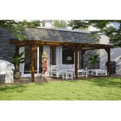 SKANHOLZ Terrassenüberdachung »Siena«, Breite: 648 cm, Dach: Polycarbonat (PC), nussbaum - braun