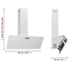 vidaXL Dunstabzugshaube 90 cm Weiß
