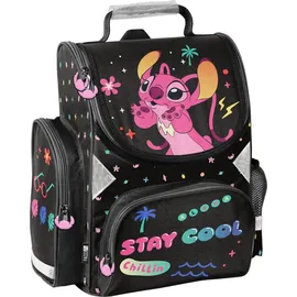 Goldkids Schulranzen für Mädchen Motiv STITCH Rucksack Tasche Lilo&Stitch disney - Schwarz/Rosa/Bunt