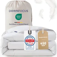 DOWNFOCUS Komfort Bettdecke 135x200 | 100% Weiche Federn & Daunen | Oeko-Tex, RDS Zertifiziert für Tierwohl | Ganzjahres Federbett Daunendecke 135x200cm Bezug aus 100% Baumwolle