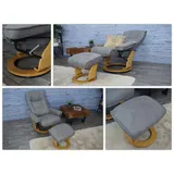MCA Furniture MCA Relaxsessel Montreal, Fernsehsessel Hocker, Stoff/Textil 130kg belastbar ~ hellgrau, naturbraun