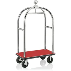 WAS Germany - Gepäckwagen, 113 x 62 x 191 cm, silberfarben,  roter Teppich, Edelstahl
