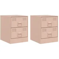 VidaXL Nachttische 2 Stk. Rosa 34,5x39x44 cm Stahl