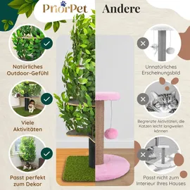 priorpet Kratzbaum Natur zum Klettern, Verstecken und Schlafen - groß mit austauschbaren Blättern - mehrstufig, einfach zu montieren - haustier... - Grün