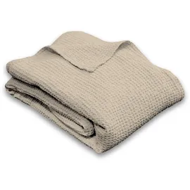 Baumwoll Waffelpiqué Kuscheldecke 150 x 200 cm Beige