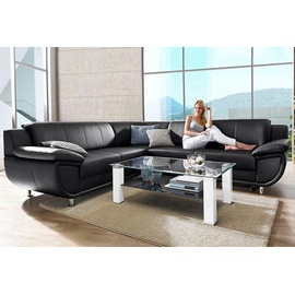 TRENDMANUFAKTUR Ecksofa »Rondo wahlweise mit Schlaffunktion, 267x247 cm (BxT), breite Armlehnen«, L-Form, wahlweise mit Federkern bestellbar, Füße chromfarben schwarz