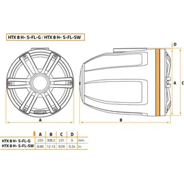 Hertz Gehäuselautsprecher HTX 8H S-FL-G 20 cm Schwarz/Weiß