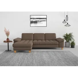 sit&more Ecksofa SIT & MORE "Westham L-Form", braun (chocco), B:275cm H:88cm T:172cm, 100% Polyester, Sofas, Ecksofa, mit Recamiere, mit oder ohne Bettfunktion, Bettkasten, Füße Eiche