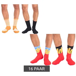 16 Paar TASTIQ Baumwoll-Socken mit Print lange Strümpfe in Geschenkbox TAS/1/CSX2 mit Pommesdruck oder mit Latte Macchiato Print - 36-41