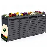NovaTerra Mülltonnenbox mit 4 Türen mit Pflanzendach, B260*T80*H124cm