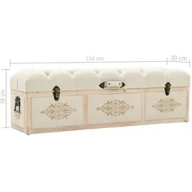vidaXL Sitzbank mit Stauraum 110 cm Creme Massivholz Tanne und Stoff