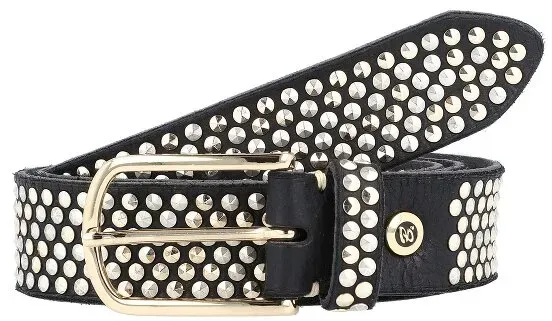 b.belt Nietengürtel Leder 80 cm schwarz