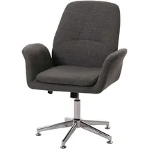 Mendler Einzelst�ck | Esszimmerstuhl HWC-K23, Stuhl Küchenstuhl Polsterstuhl, drehbar mit Armlehne höhenverstellbar Stoff/Textil ~ dunkelgrau