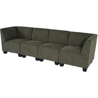 Mendler Modular 4-Sitzer Sofa Couch Lyon, Stoff/Textil ~ braun, hohe Armlehnen