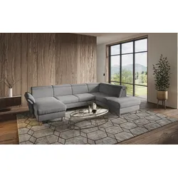Wohnlandschaft HOME AFFAIRE "Calypso U-Form", grau, B:334cm H:85cm T:227cm, 100%Polyester, Sofas, wahlweise mit motorischer Relaxfunktion