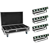 Eurolite Set 4x AKKU Bar-6 QCL + Flightcase mit Ladefunktion