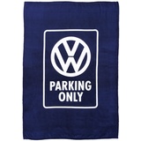 BRISA VW Collection - Weiche Volkswagen Kuschel-Fleece-Schmuse-Decke mit Volkswagen Logo Design (150x200cm/Parking Only/Blau)