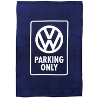BRISA VW Collection - Weiche Volkswagen Kuschel-Fleece-Schmuse-Decke mit Volkswagen Logo Design (150x200cm/Parking Only/Blau)