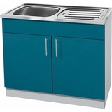 wiho Küchen Spülenschrank »Kiel«, 100 cm breit mit Auflagespüle, blau
