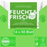 Loovara Feuchtes Toilettenpapier, Feucht & Frisch - Parfümfrei, sensitive Reinigung, plastikfrei & Spülbar, Wiederverschließbar, Biologisch Abbaubar, Vegan, Vorteilspack 14 x 50 Blatt Feuchttücher